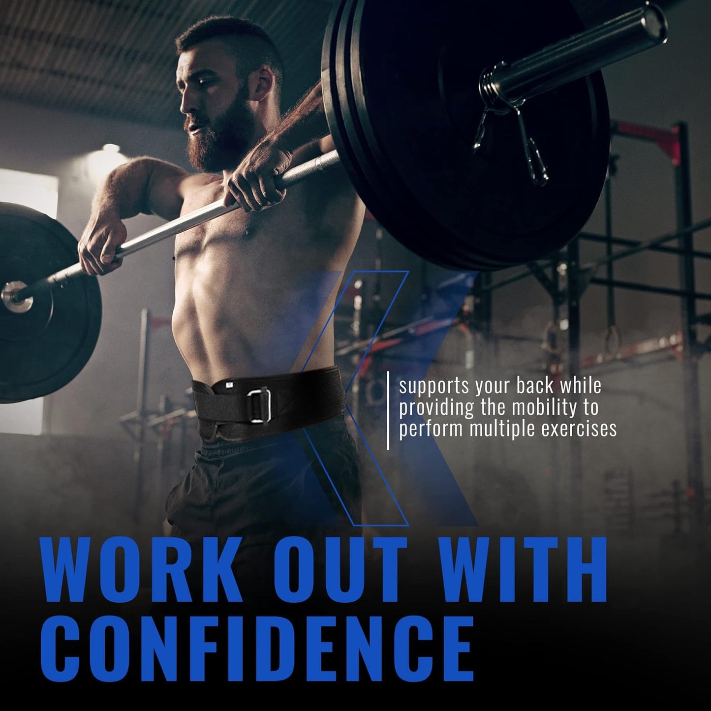 Weight Lifting Belt for Men and Women, 6 Inch, Bodybuilding & Fitness Back Support for Cross Training Workout, Squats, Lunges