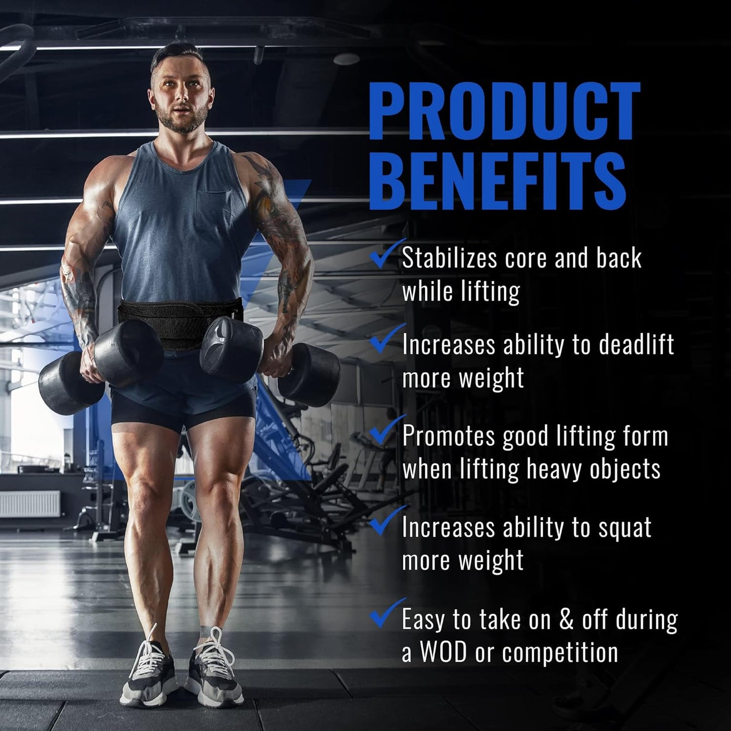 Weight Lifting Belt for Men and Women, 6 Inch, Bodybuilding & Fitness Back Support for Cross Training Workout, Squats, Lunges