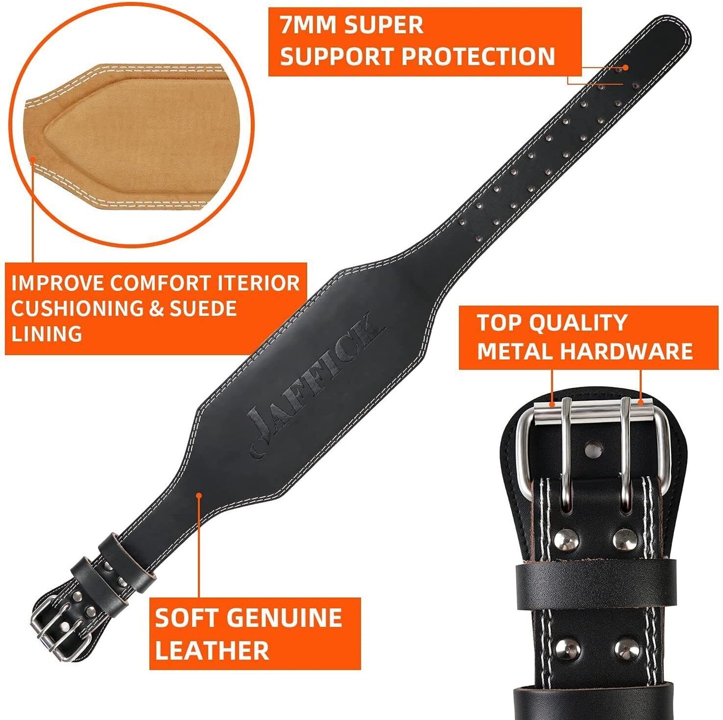 Genuine Leather Weight Lifting Belt for Men Gym Weight Belt Lumbar Back Suppo...
