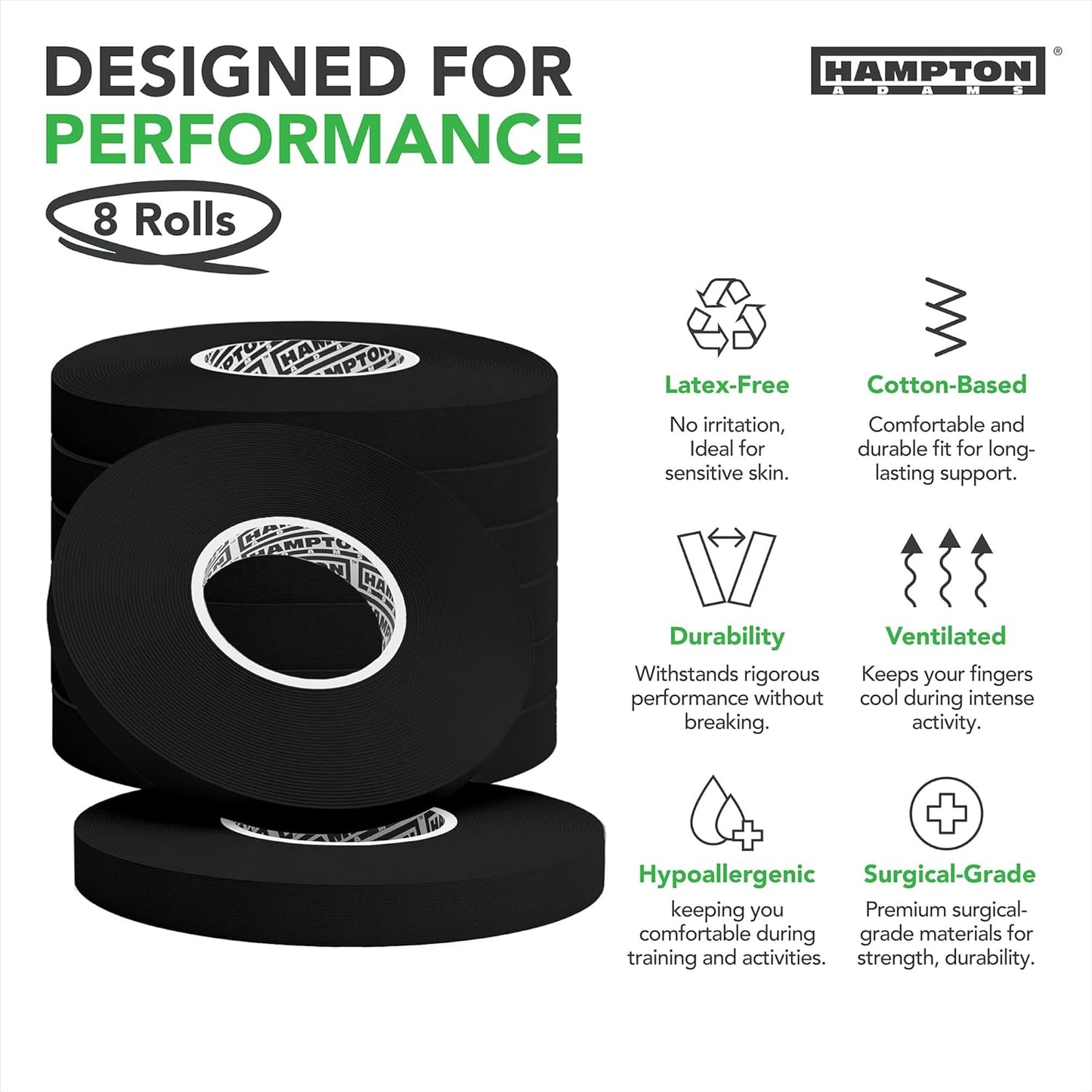 Hampton Adams | as Seen on Shark Tank | Pro Finger Tape (8-Pack) | for BJJ Bould